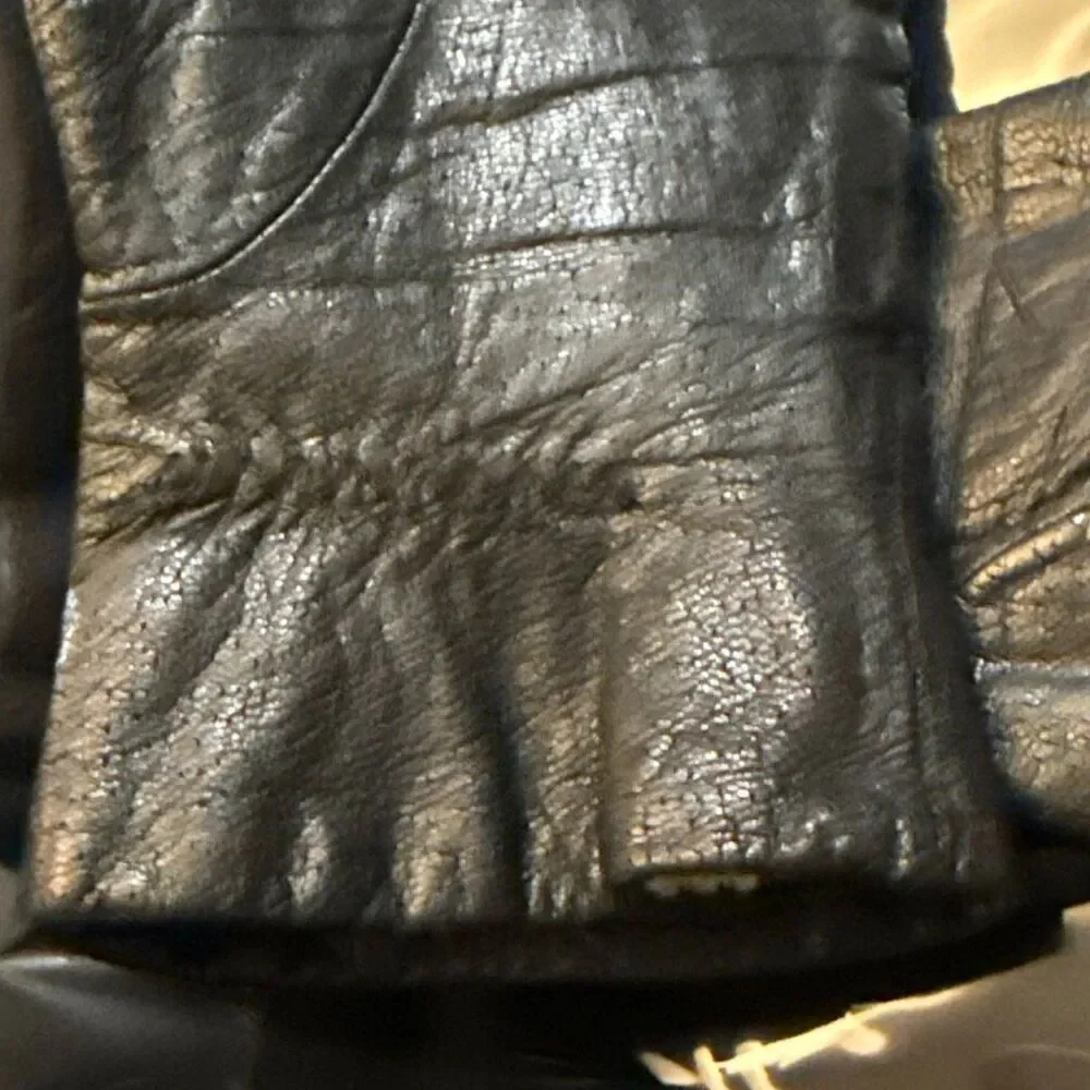 Vintage 1990s Black Leather Gloves Thinsulate Thermal Lined Size Medium‎